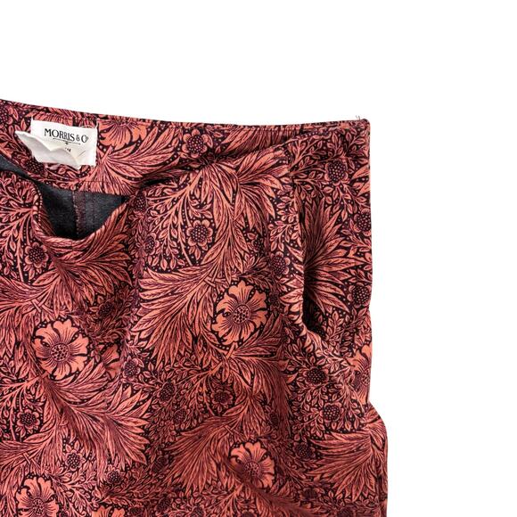 Morris & Co. H&M Pink & Red Floral Cropped Trousers Botanical Print Pants Size 6 - Picture 7 of 9